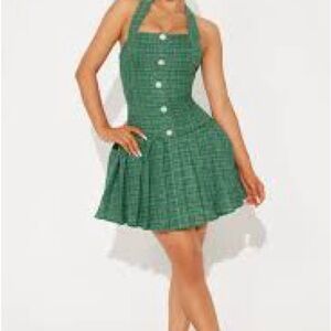 Fashion Nova Green Button-Up Mini Dress